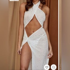 12th tribe cher white rhinestone maxi dress